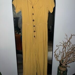 Yellow Button-Up Jumpsuit